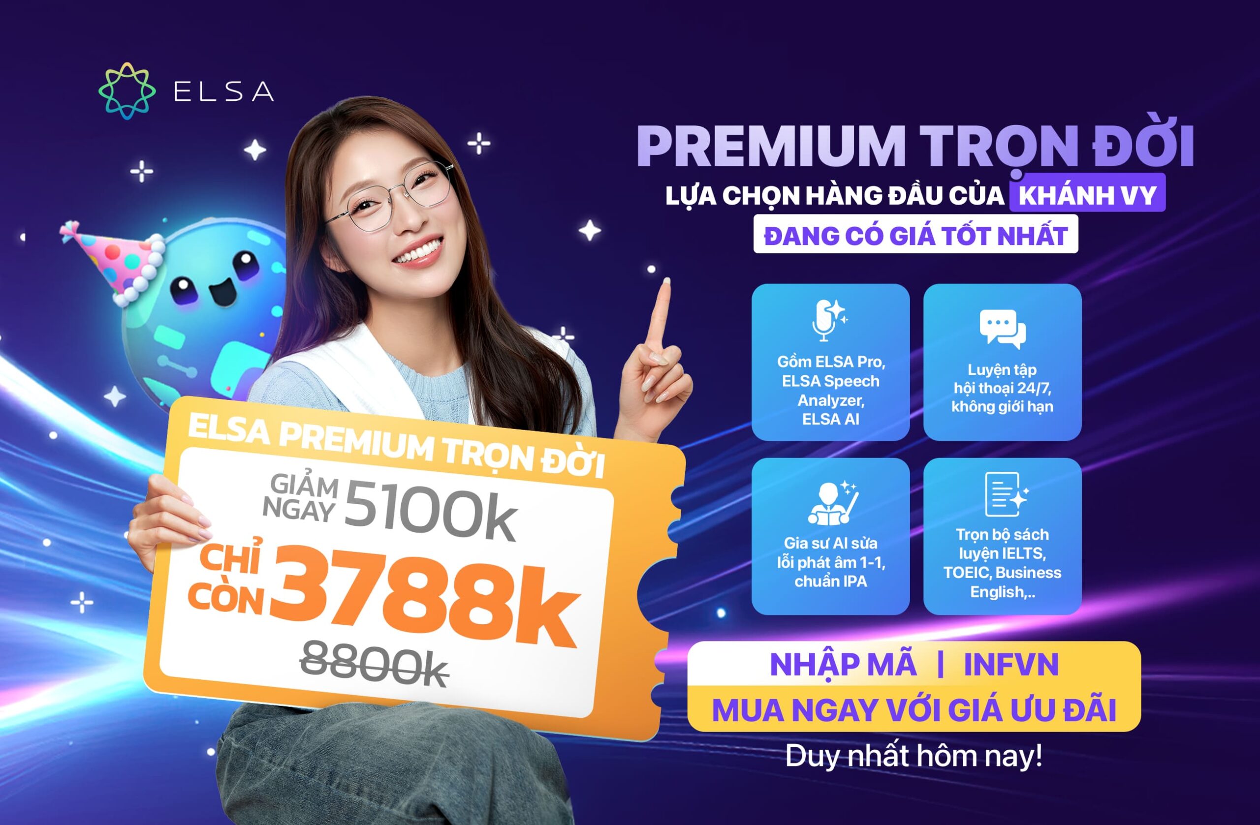 ELSA Premium trọn đời
