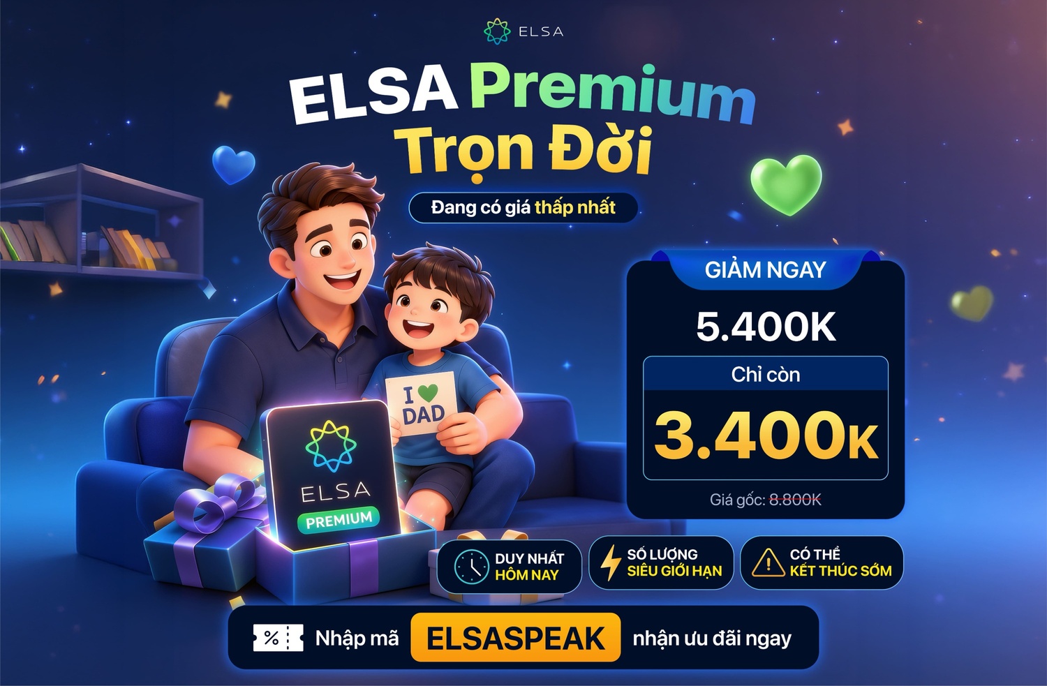 ELSA Premium trọn đời
